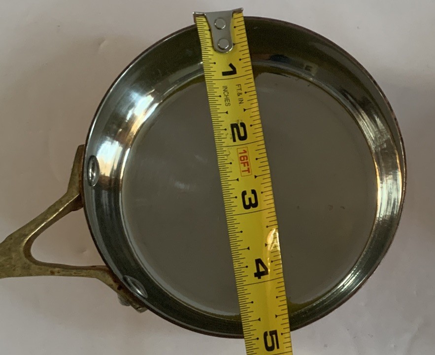 2 Mini Stainless Steel Copper Plated Dutch Oven Fryer Brass Handle 4.75″ No Lid