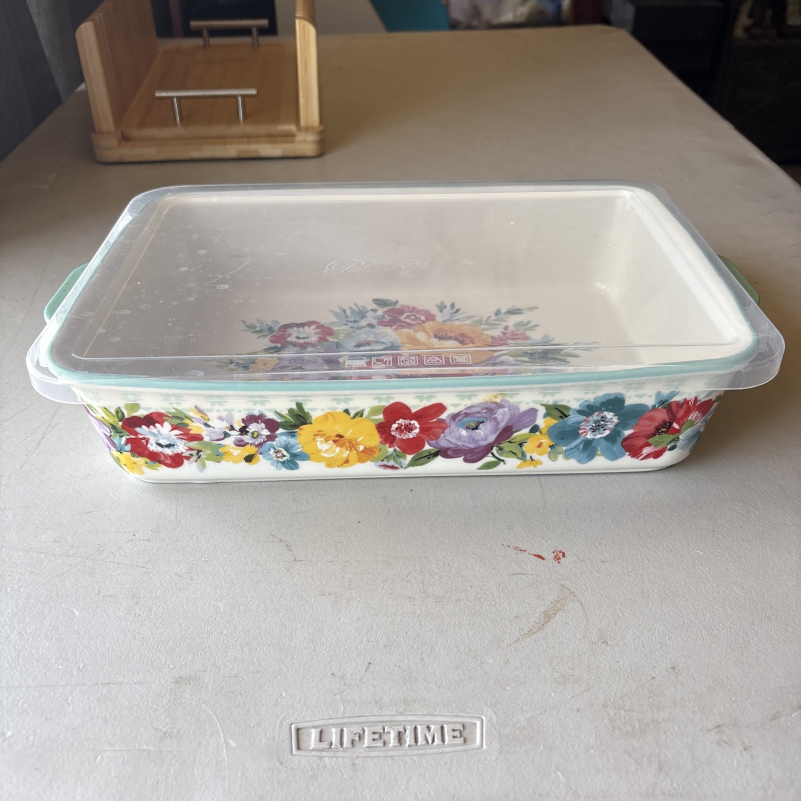 Pioneer Woman 9×13 Floral Ceramic Casserole Dish with Lid