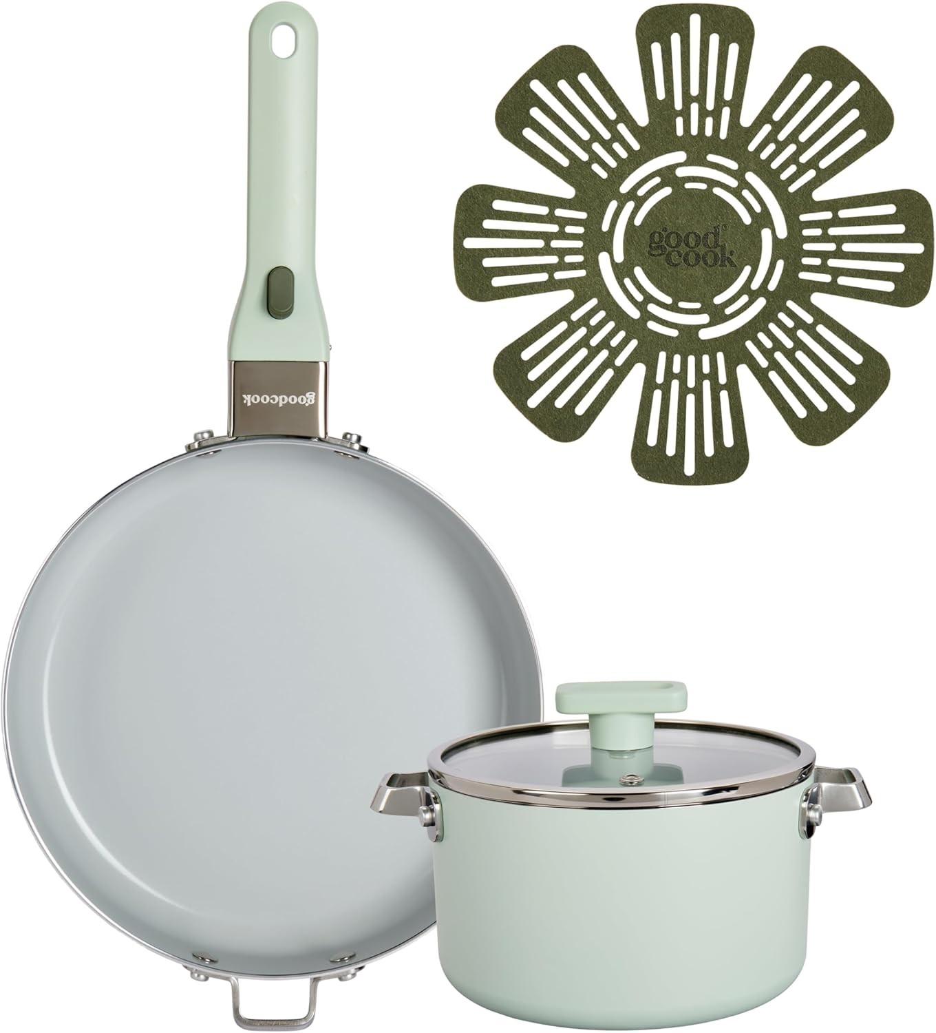 GoodCook Ceramic Cookware Set 5-Piece with Removable Handle, Induction Compatibl