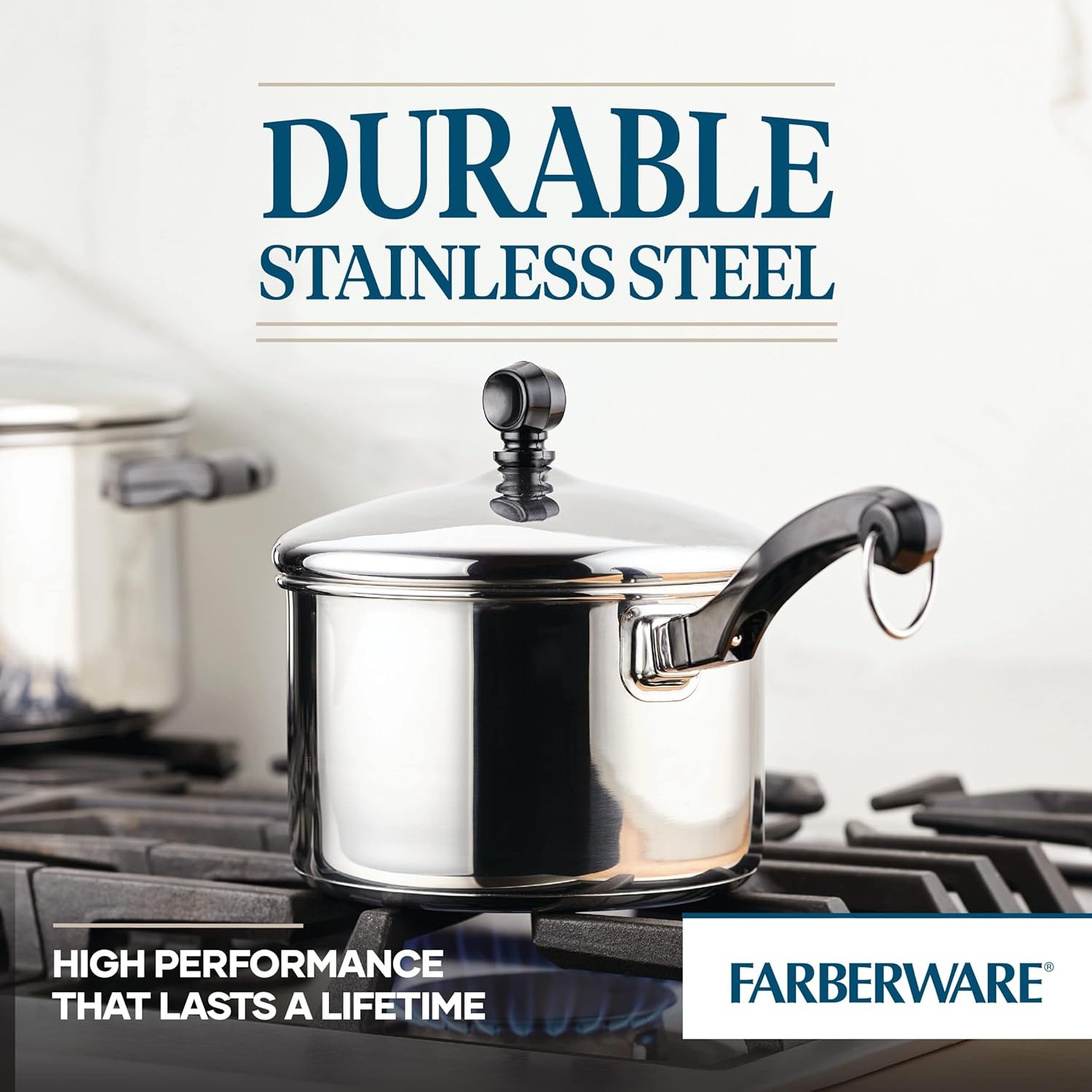 Classic Stainless Steel 2-Quart Mirror Satin Covered Saucepan,Silver,(Pack of 3)