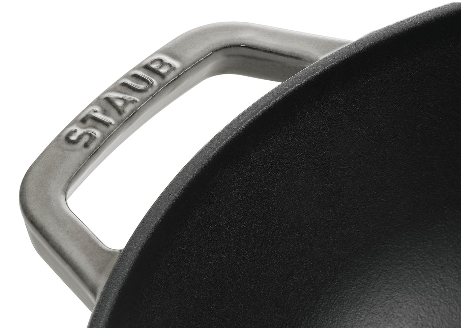 Staub Cast Iron Perfect Pan, Wok, Dutch Oven, 4.5qt, Made in France, Grey