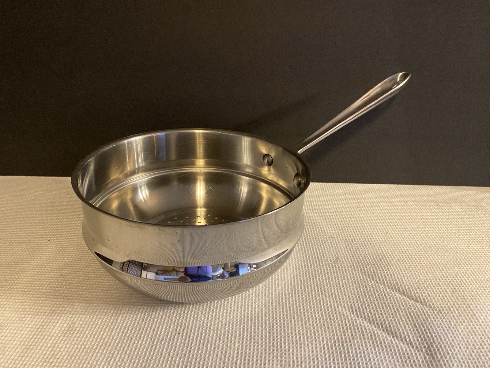 ALL-CLAD 8″ Stainless Steel Double Boiler Steamer Strainer No Lid 3 Quart