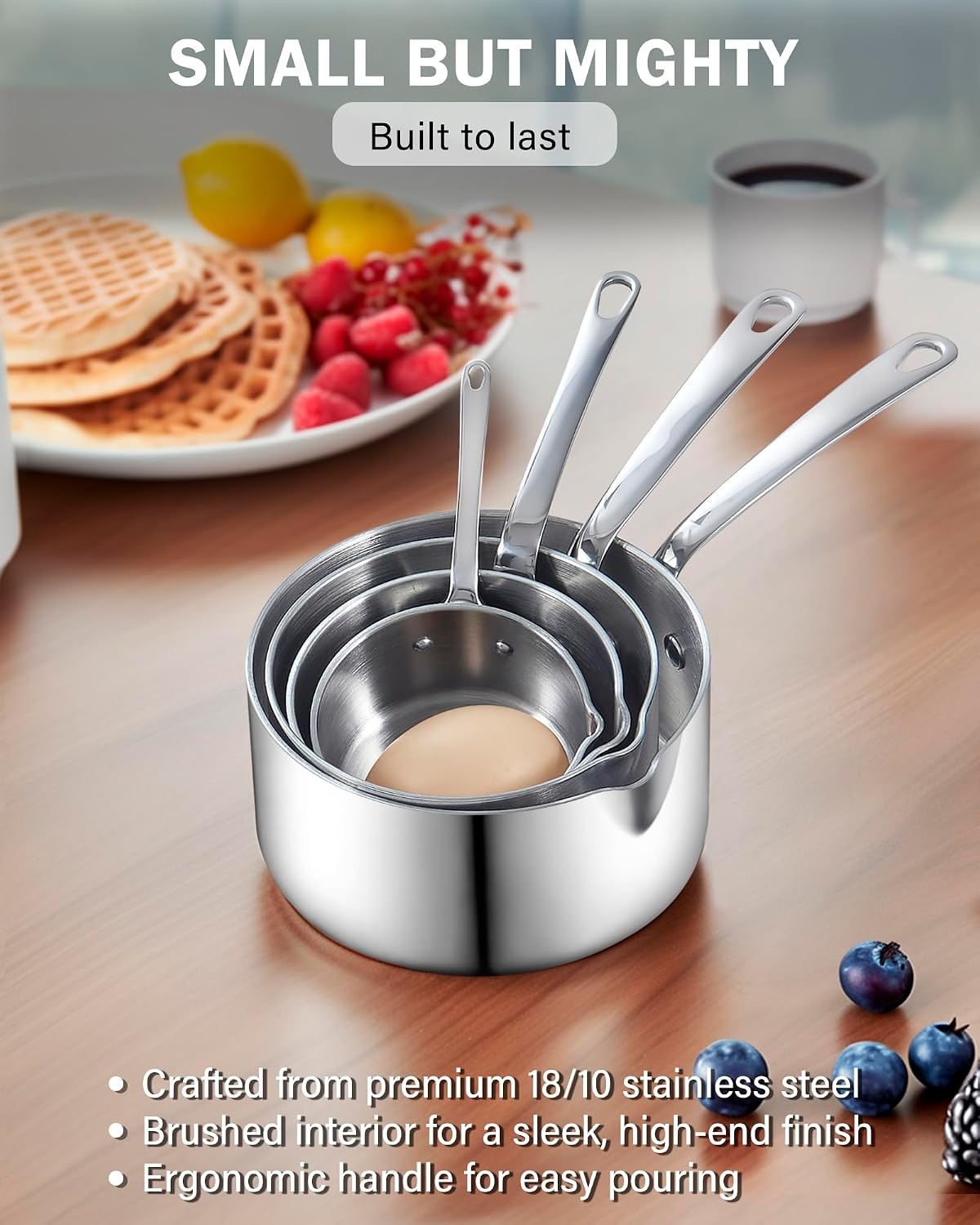 Multi-Ply Clad Butter Warmer Set, Small Stainless Steel Sauce Pan, Mini Butter
