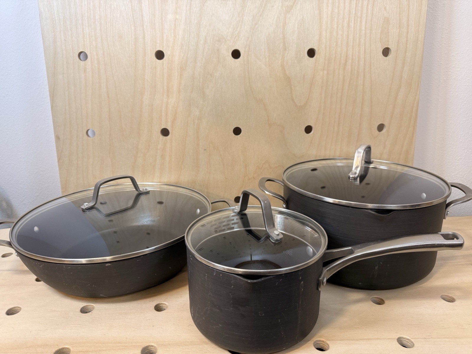 Calphalon Commercial Grade Cookware 6 Piece Assorted Sizes Pans With Lids