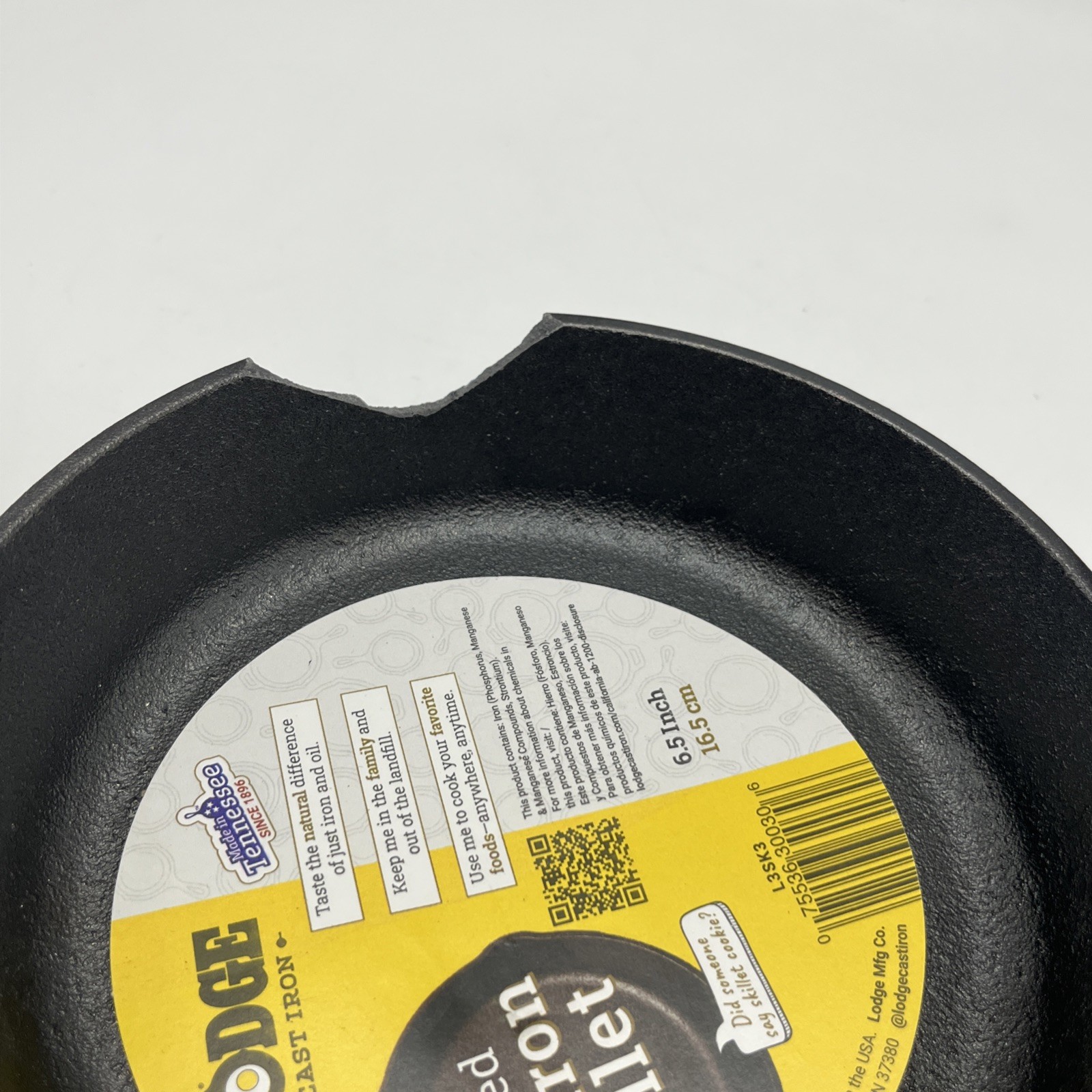 DAMAGE Lodge L3SK3 6.5” Black Round Cast Iron Skillet Made In USA Since 1896