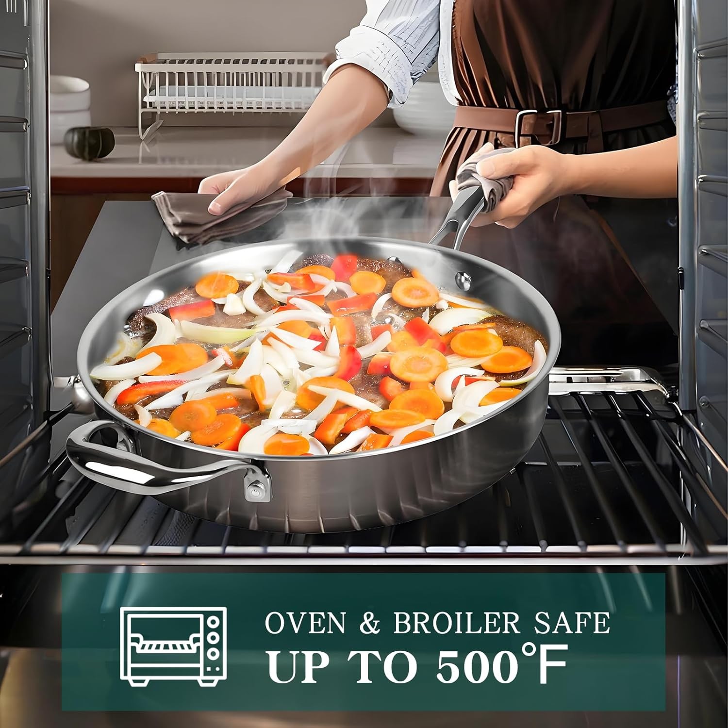 EWFEN 11PC 3-Ply Stainless Steel Cookware Set Induction Oven Safe PFOA Free
