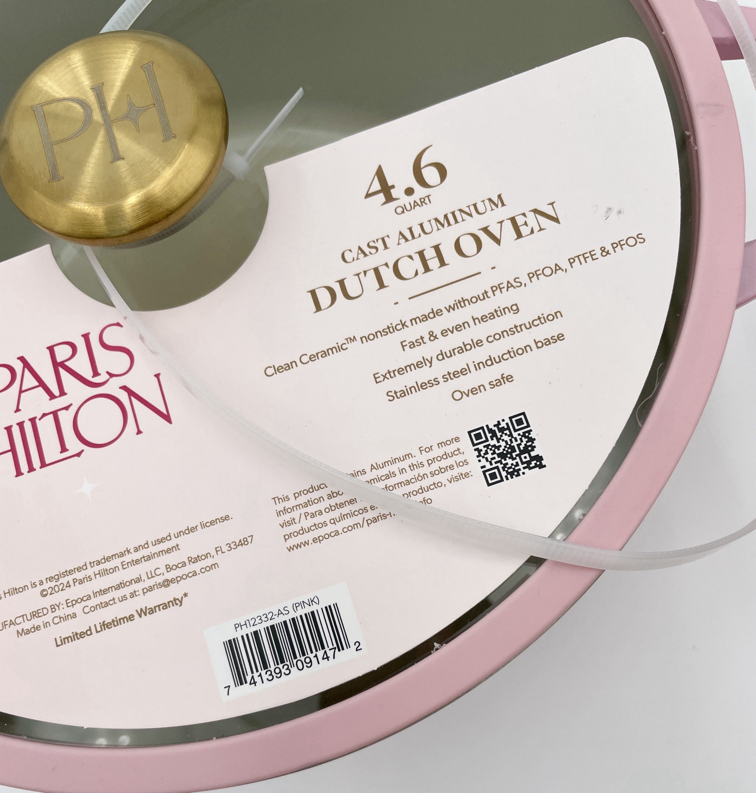 Paris Hilton Pink 4.6 Quart Cast Aluminum Dutch Oven Pot NWT
