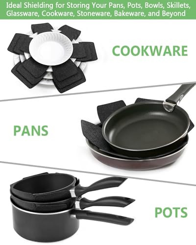 Felt Pot and Pan Protectors – Set of 6 and 3 Different Sizes Felt Pan