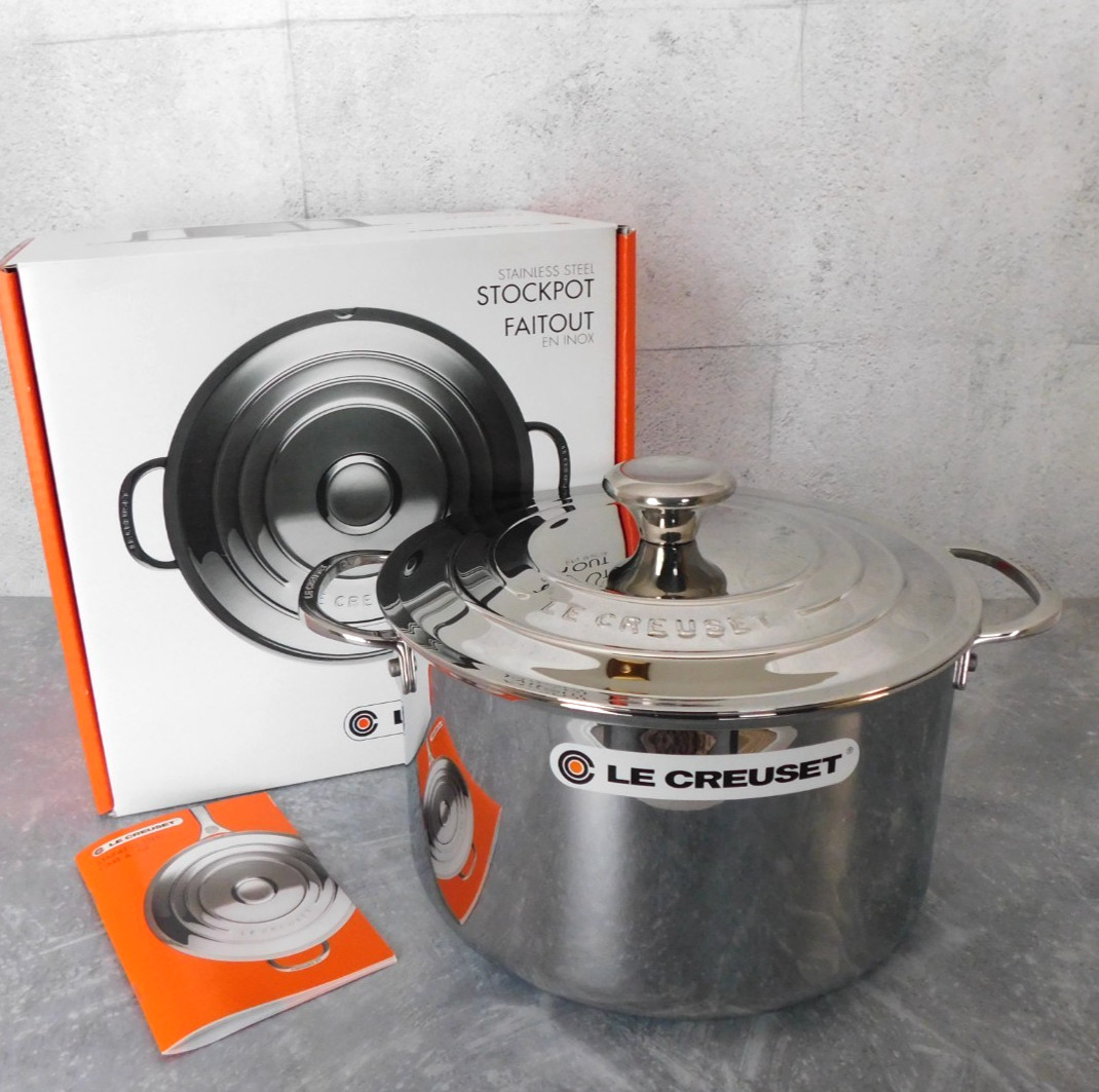 Le Creuset Tri-Ply Signature Stainless Steel Stockpot with Lid, 7 Quart – New