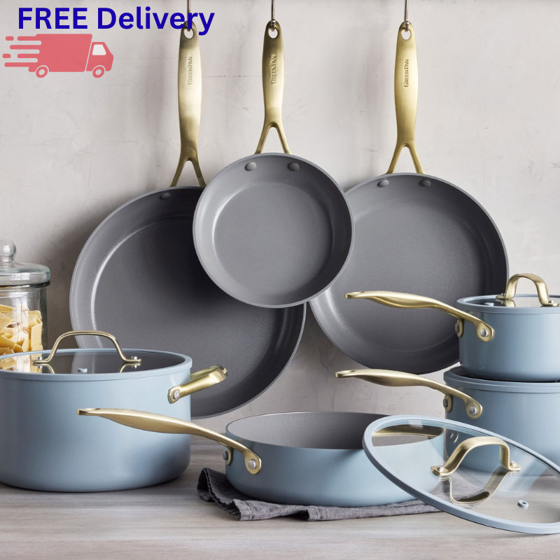 GreenPan Jewel Pro 11 Pc Ceramic Nonstick Cookware Set Pots Pans Induction New