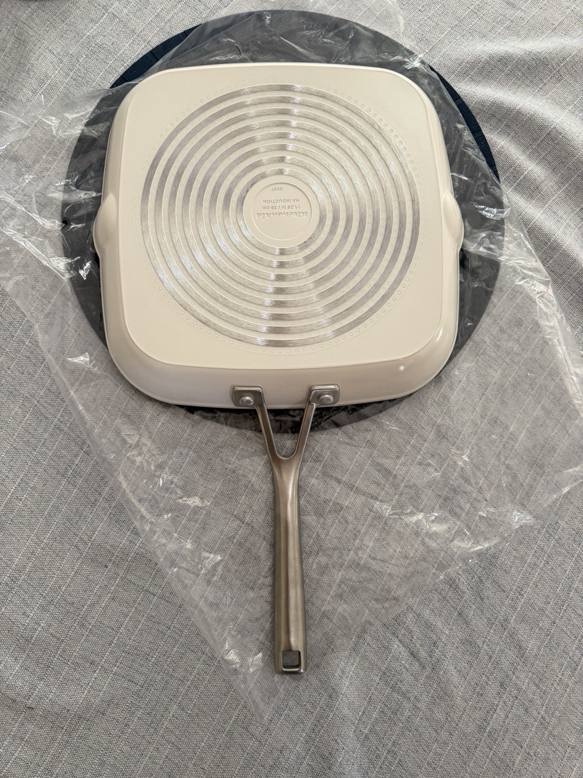 NEW KitchenAid Grill Pan 11.25in White Hard-Anodized Ceramic Nonstick Square