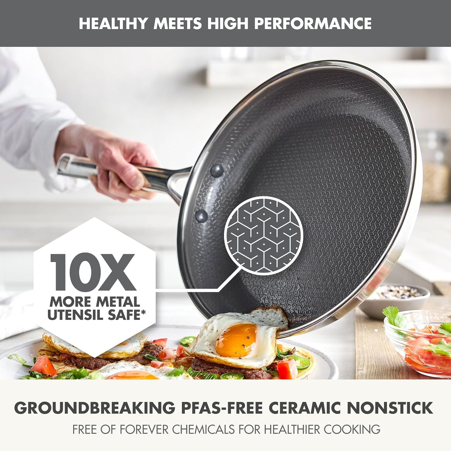 GreenPan Hybrid 12” Nonstick Stainless Steel Frying Pan w/Lid,Oven Temp to 850°F