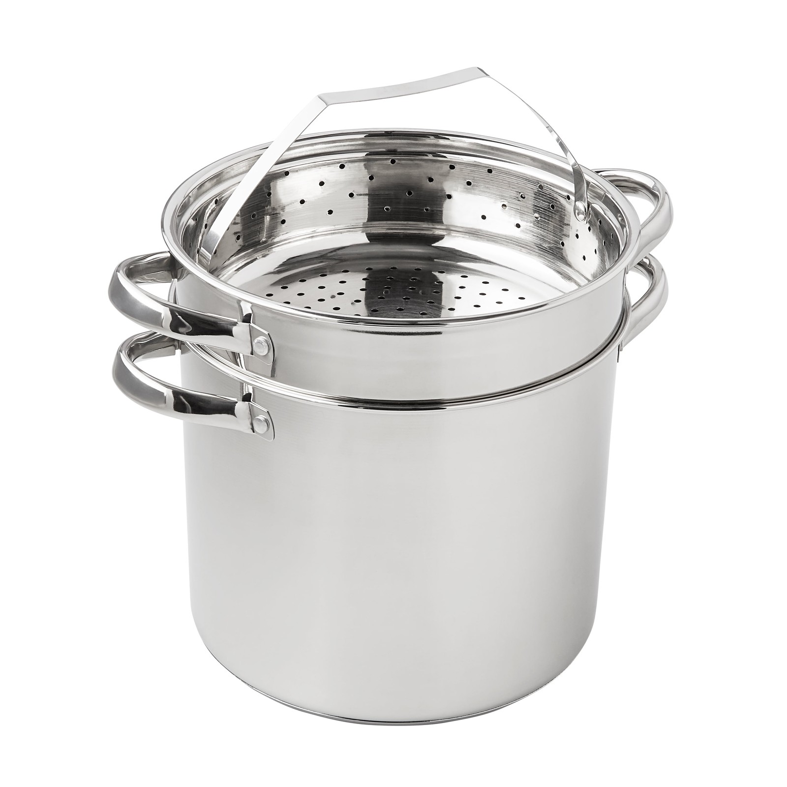 Multi-Cooker Set with Lid 8 Qt Pasta Steam Pot Stainless Steel Steamer Basket
