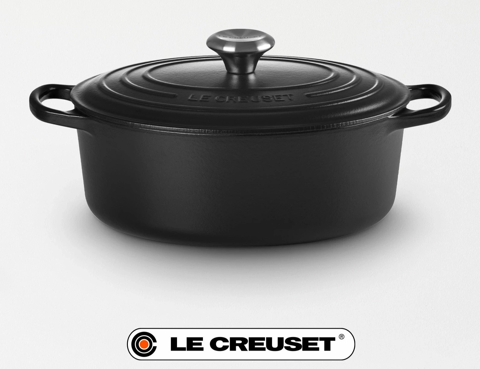 Le Creuset Signature Cocotte Oval 27cm Matt Black Cast Iron Dutch Oven Japan New