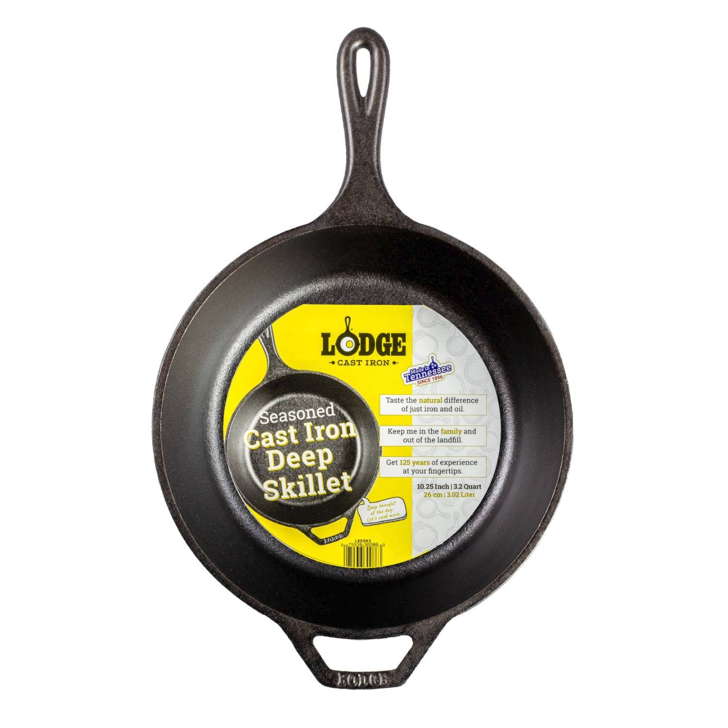 Lodge L8DSK3 Pre-Seasoned Cast Iron Deep Skillet 10.5″ OD x 3″ deep ~ NWT ~