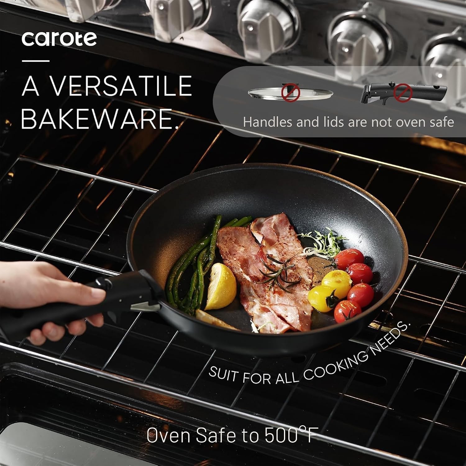 19-Piece Non-Stick Cookware Set with Detachable Handle – Ideal for All Cooking