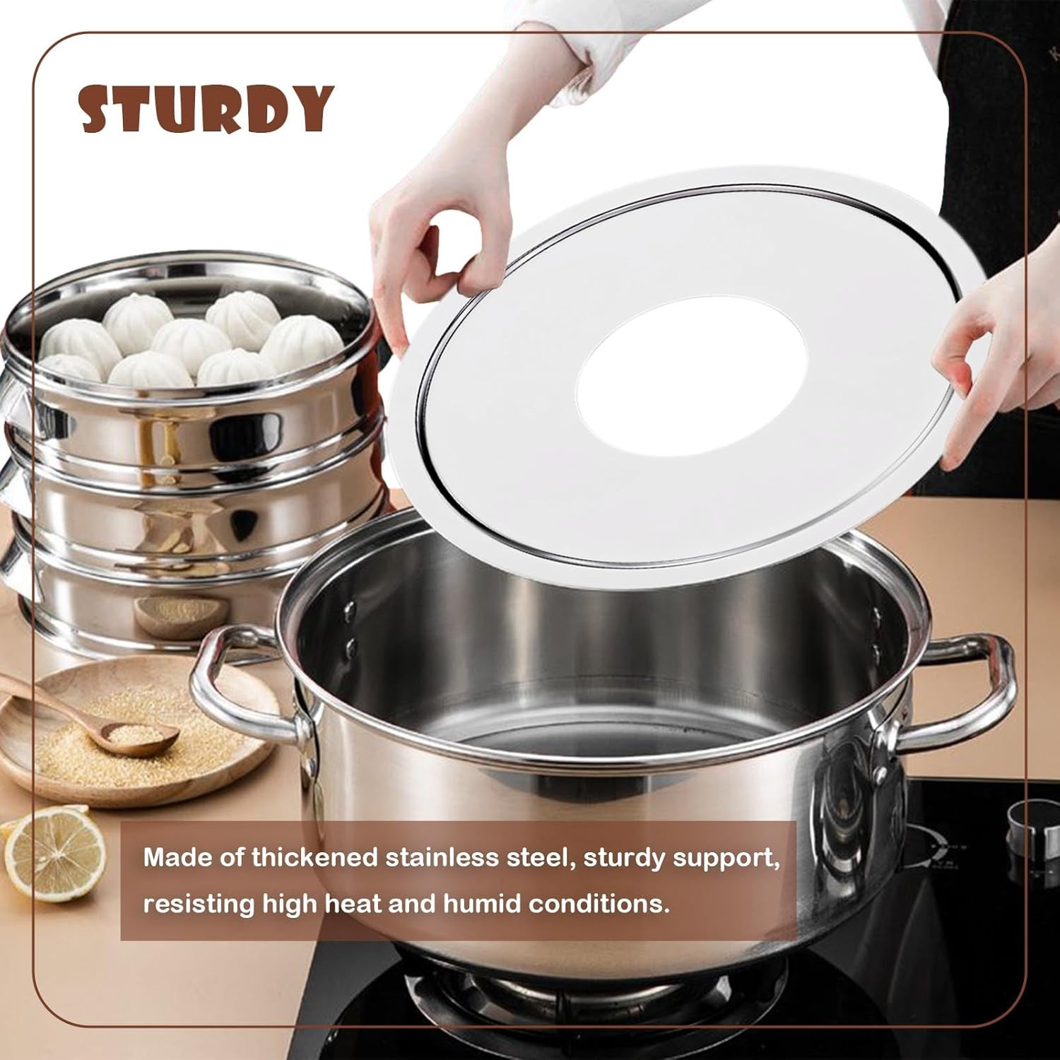 Stainless Steel Steamer Ring | 13 Inch, Fits 7 to 12 Inch Bamboo Steamer | Steam