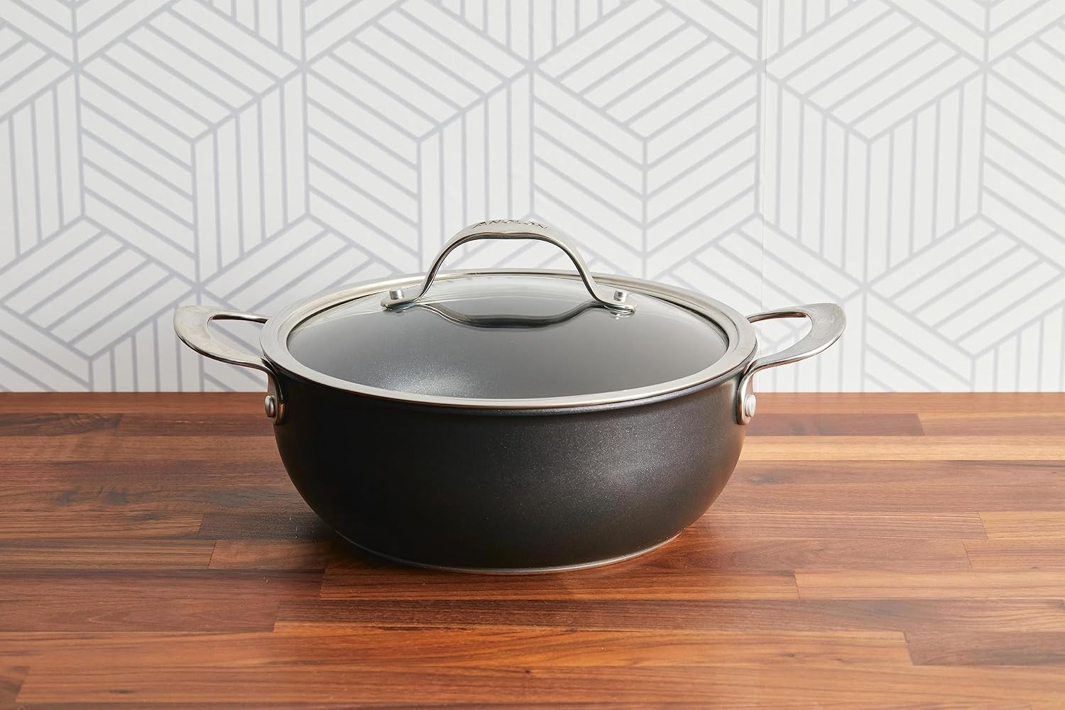 X Hybrid Nonstick Casserole Pan with Lid, Dark Gray