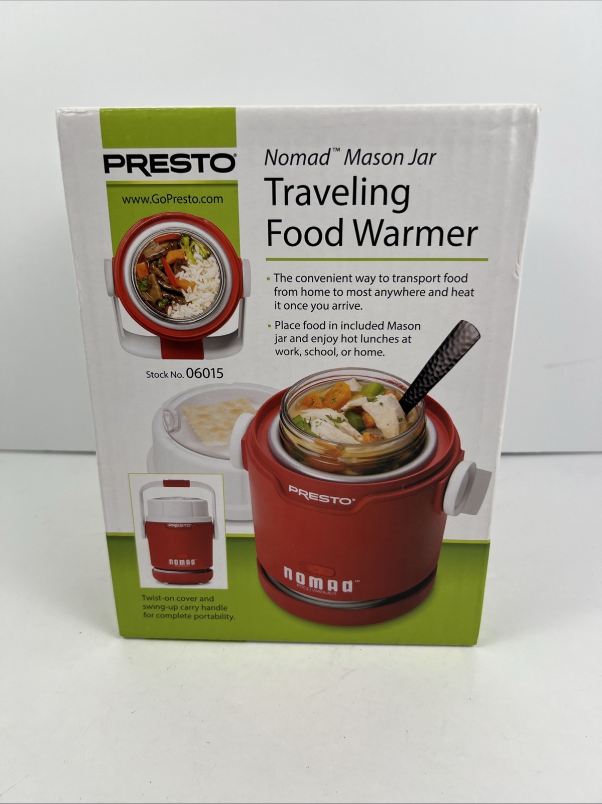 Presto – Nomad Mason Jar Traveling Food Warmer – RED – Electric – Sealed NIB