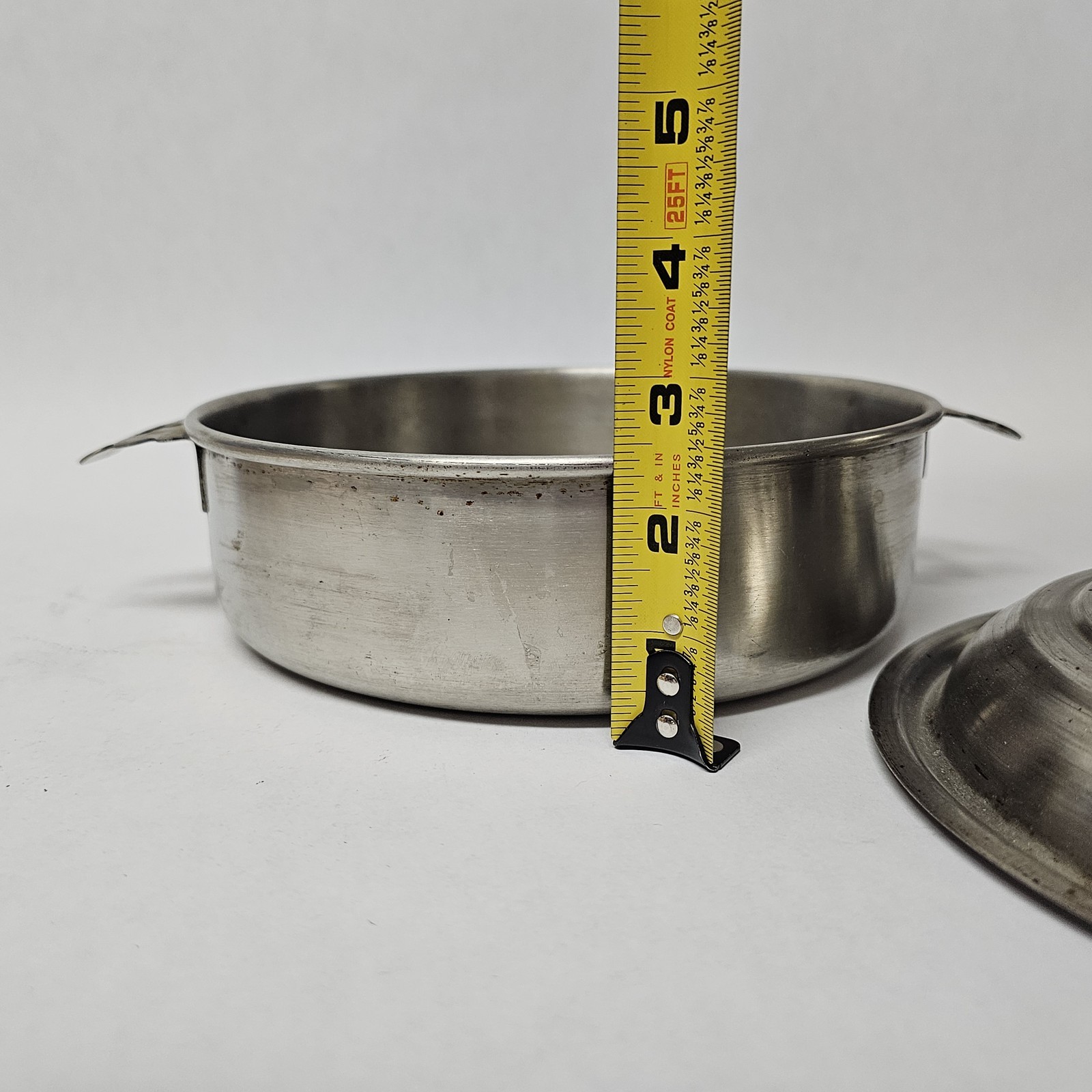 Vintage Aluminum Casserole Pan Pot Dish w/ Lid & Handles – 8″ Diameter