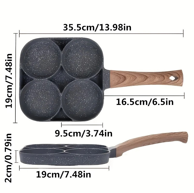 1pcs Nonstick 4-Cup Egg Frying Pan for Gas & Induction Cookers – NEW