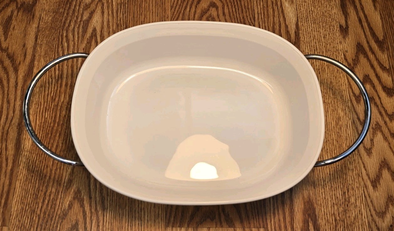 Vtg Corning Ware French White F-2-B Pyroceram Oval Casserole Dish Lid & Cradle