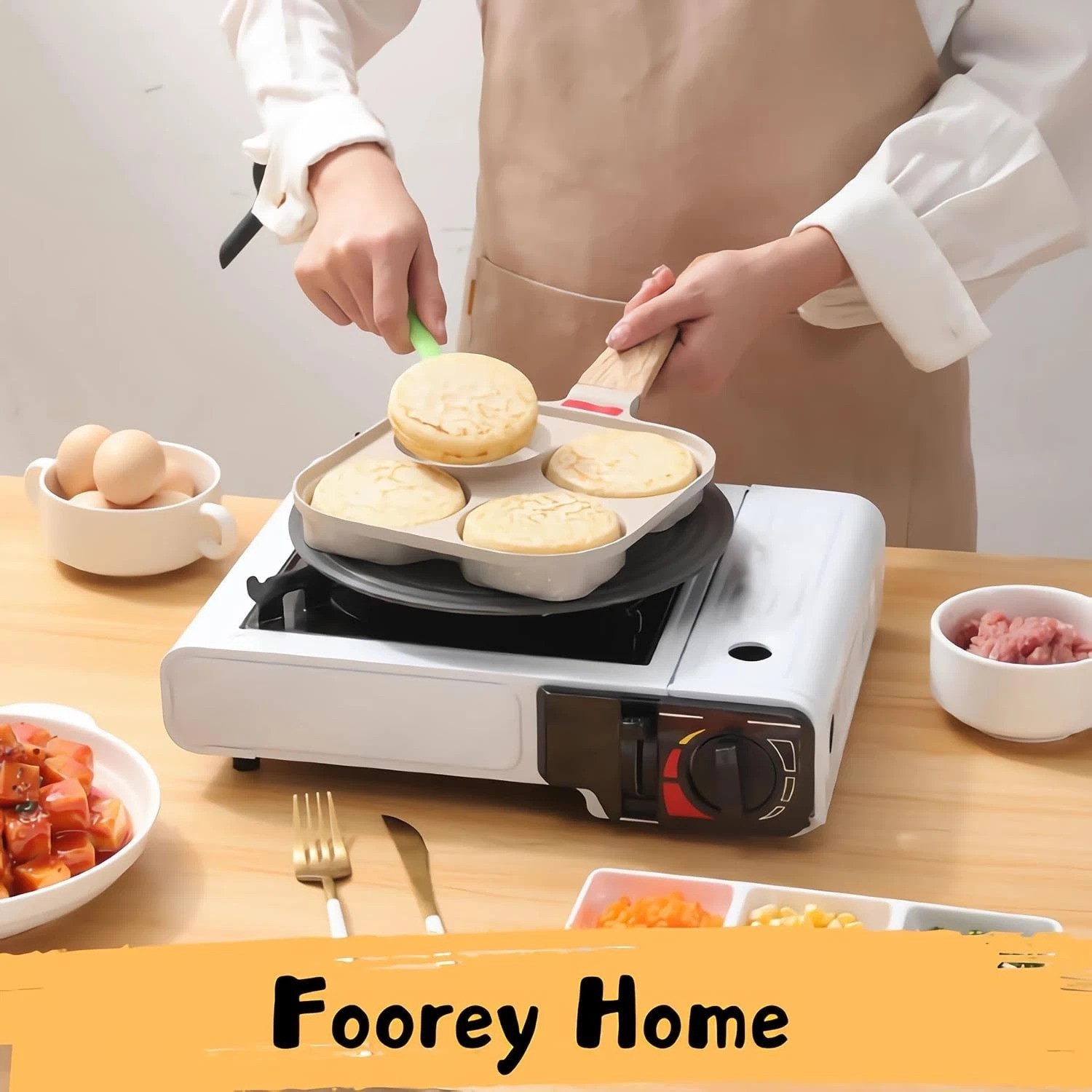 Egg Pan 4 Cup Nonstick Frying Omelette Pan with Lid for Breakfast Skillet for…