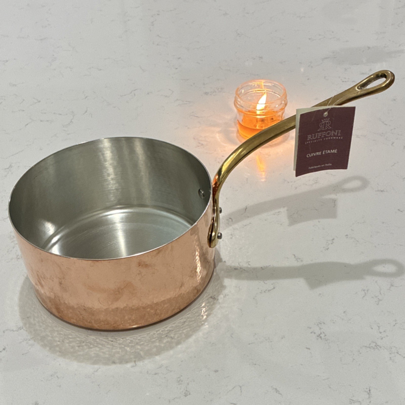 Ruffoni Tin Lined Copper Saucepan 20cm Brass Handle Made in Italy 110420