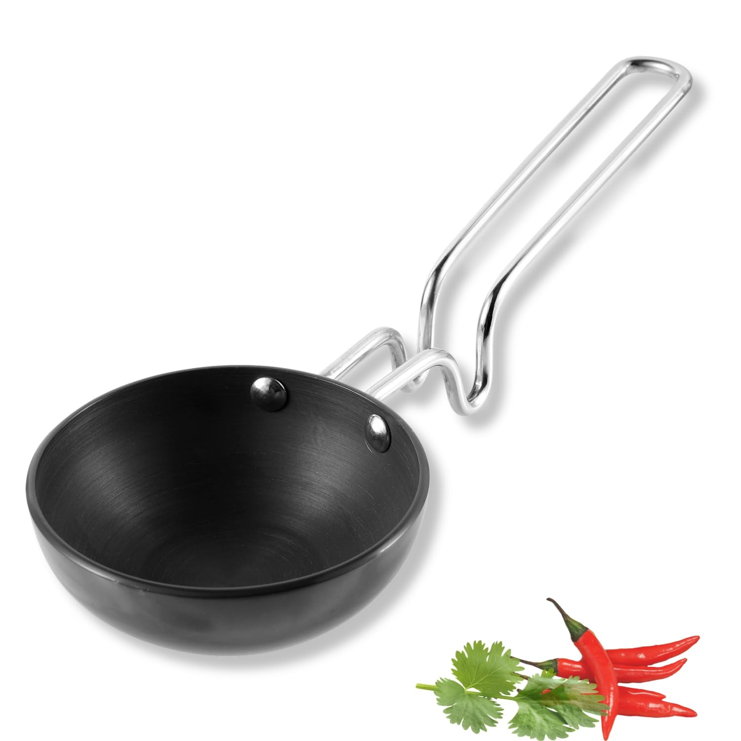 Large 3.25mm Thick Hard Anodized Tadka Pan Stainless Steel Kitchen Tools