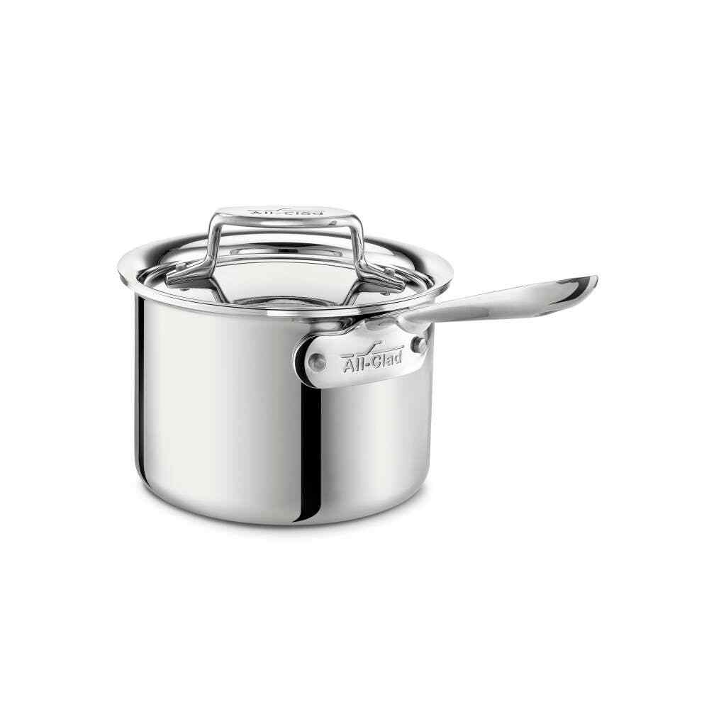 All-Clad D5 Polished 18/10 Stainless Steel 5-Ply Bonded 2-qt Sauce Pan w/lid
