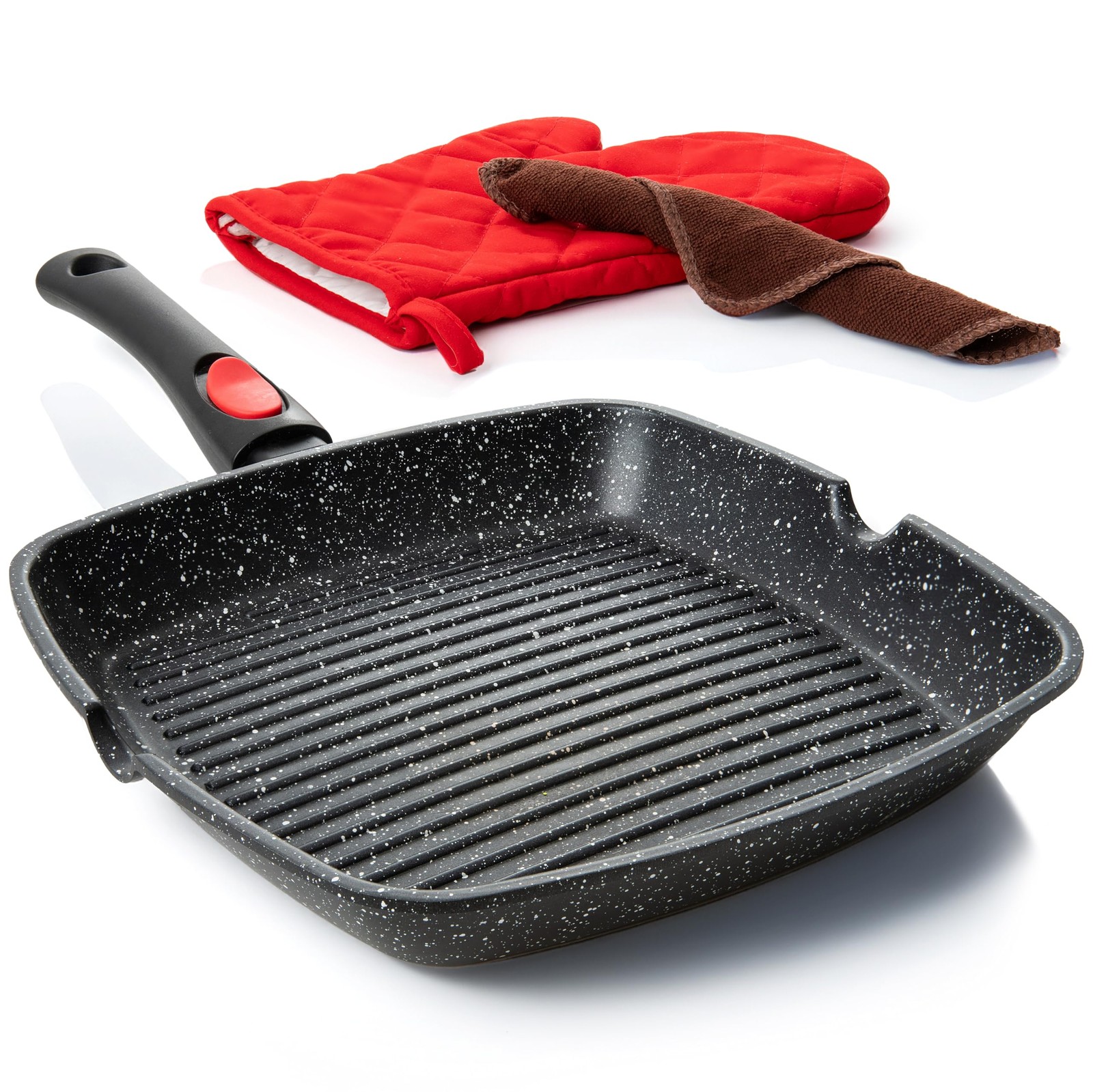 Square Grill Pan for Indoor Cooking, 11-Inch Nonstick Griddle Skillet with Re…