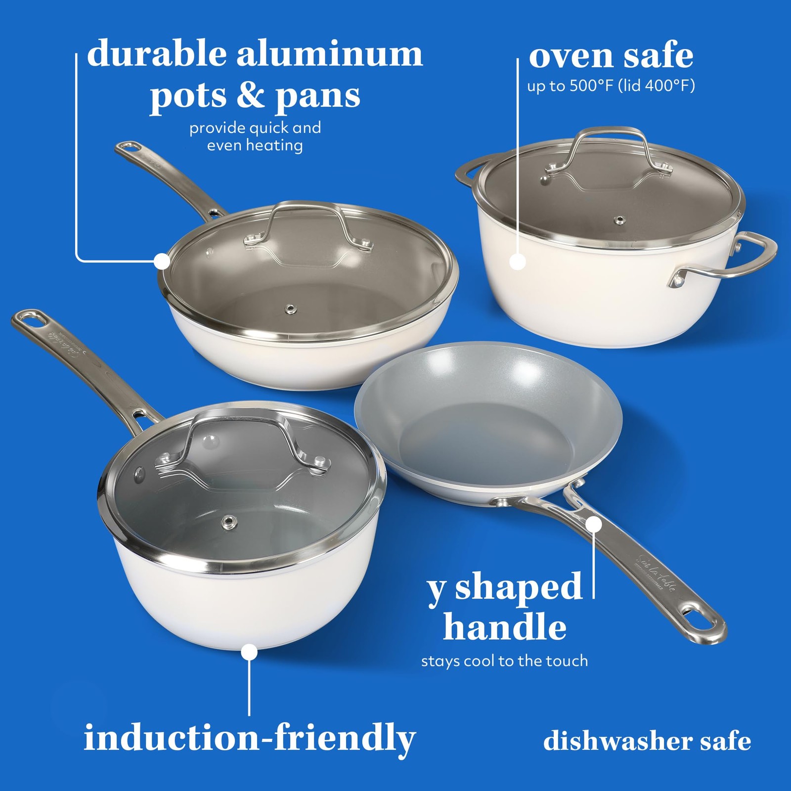Kitchen Essentials 10 Piece PFA Free Non-Toxic Titanium Ceramic Nonstick Inte…