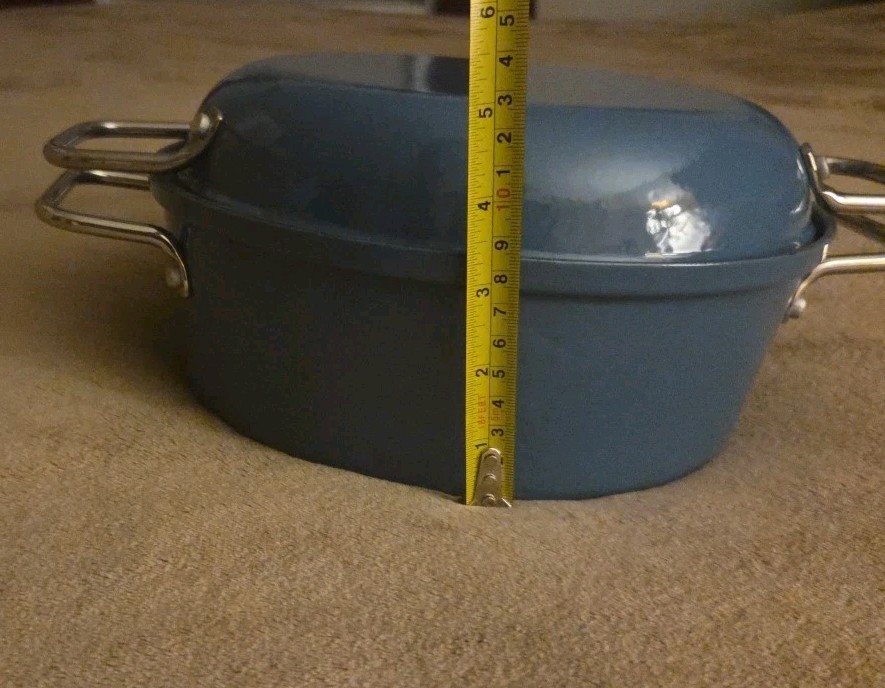 Cook’s Essentials Blue Cast Iron Cookware Set Dutch Oven And Grill Pan