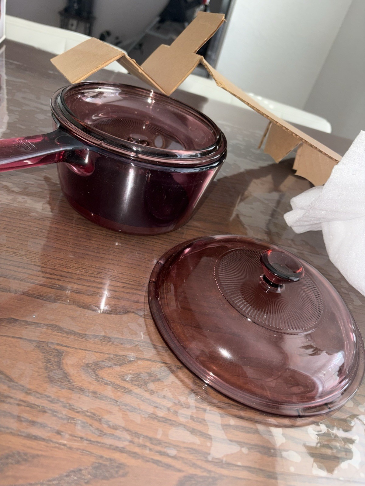 VTG 90s Corningware Cranberry Tinted Visions Cookware 5 Piece New Open Box