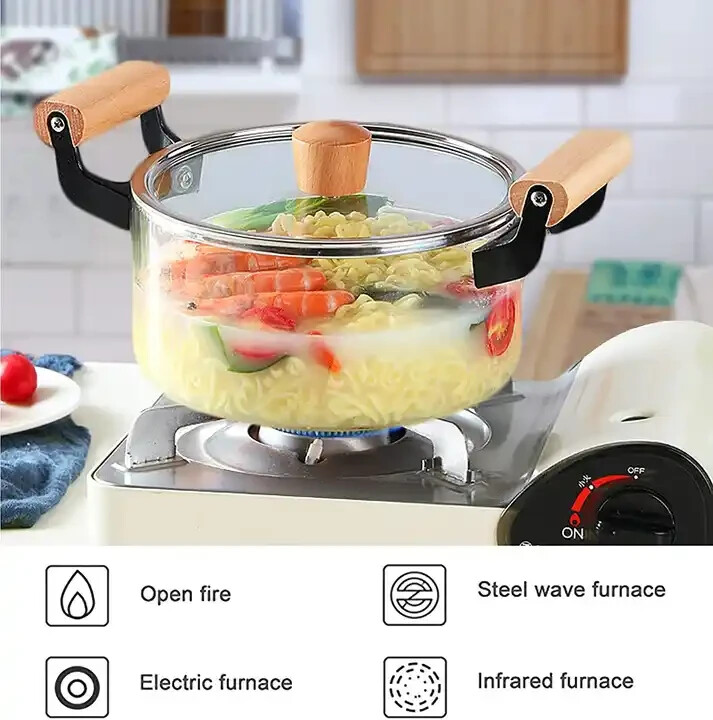 High Borosilicate Heat Resistant Glass Cooking Pot Non Stick Great For Gift