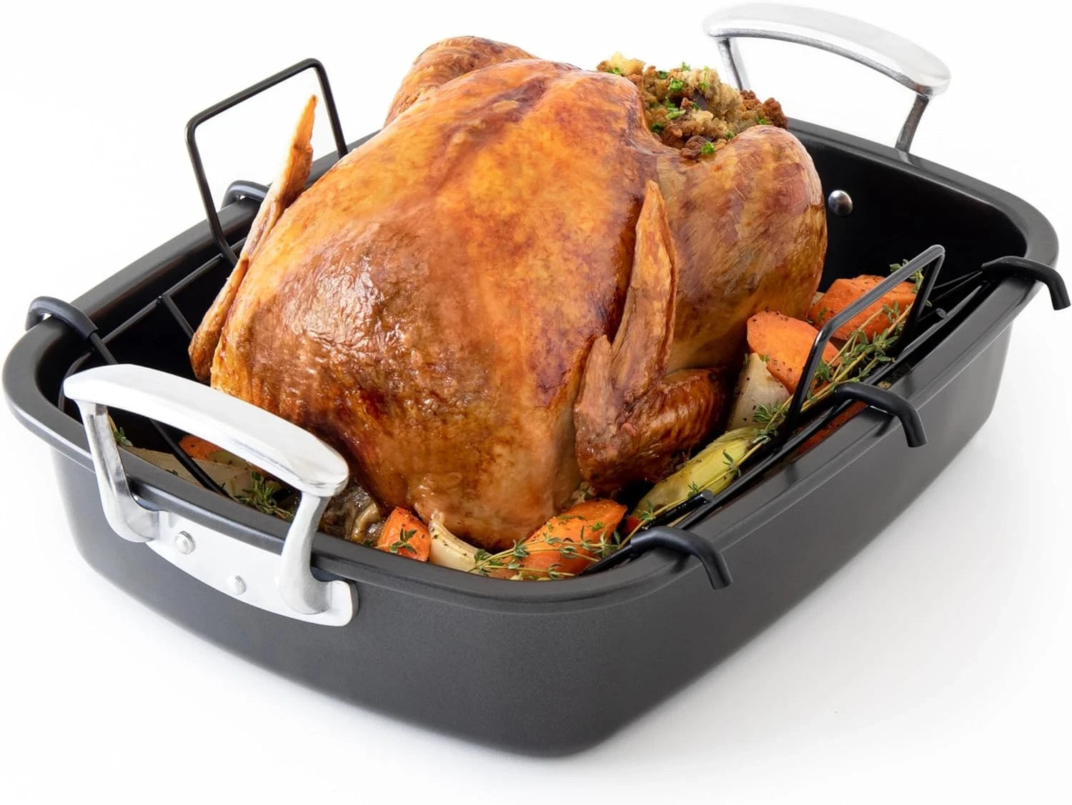 Extra-Large Carbon Steel Roasting Pan with U-Rack for Perfect Roasts