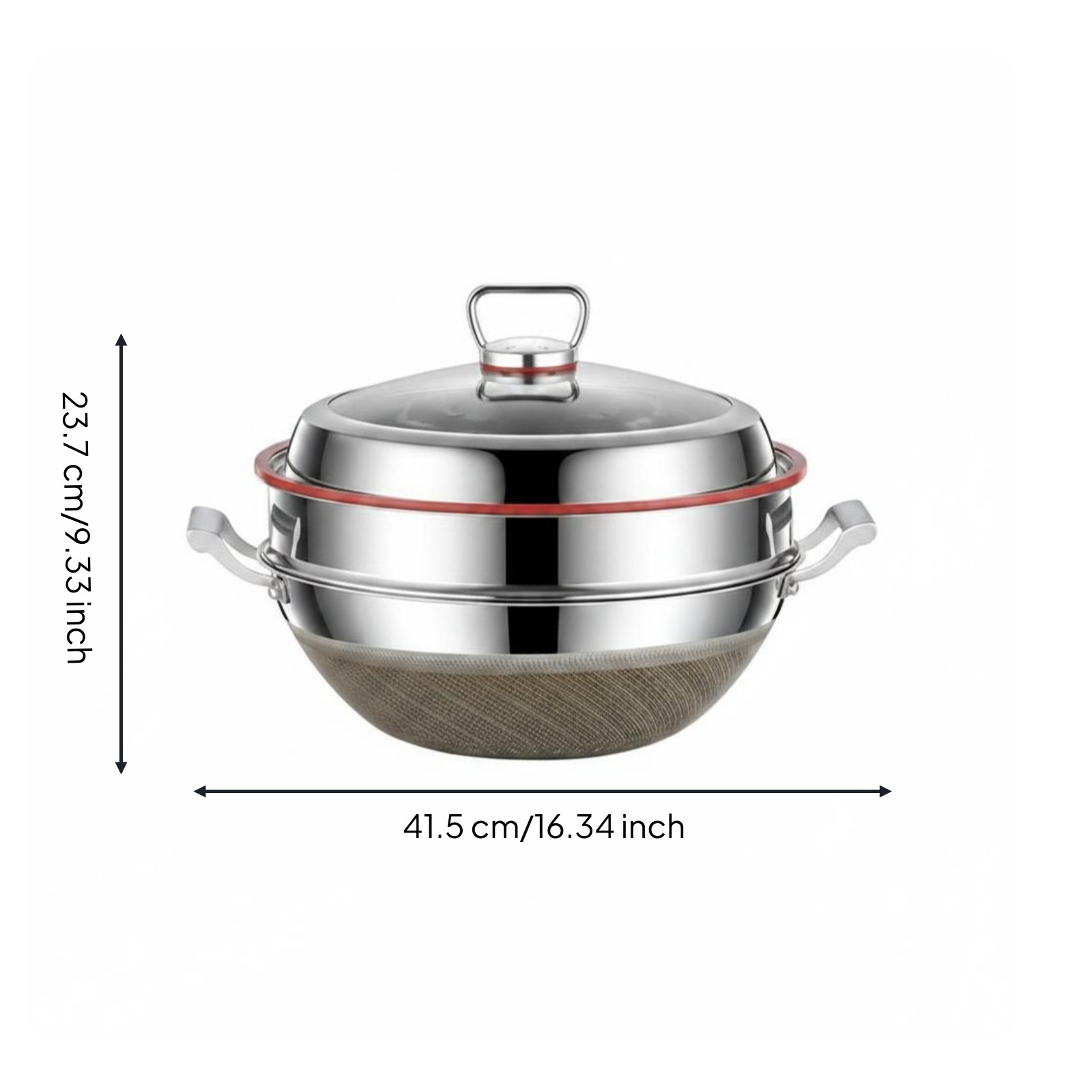 Stainless Steel Wok Nonstick Deep Wok Metal Utensil Safe for Cooktop Top