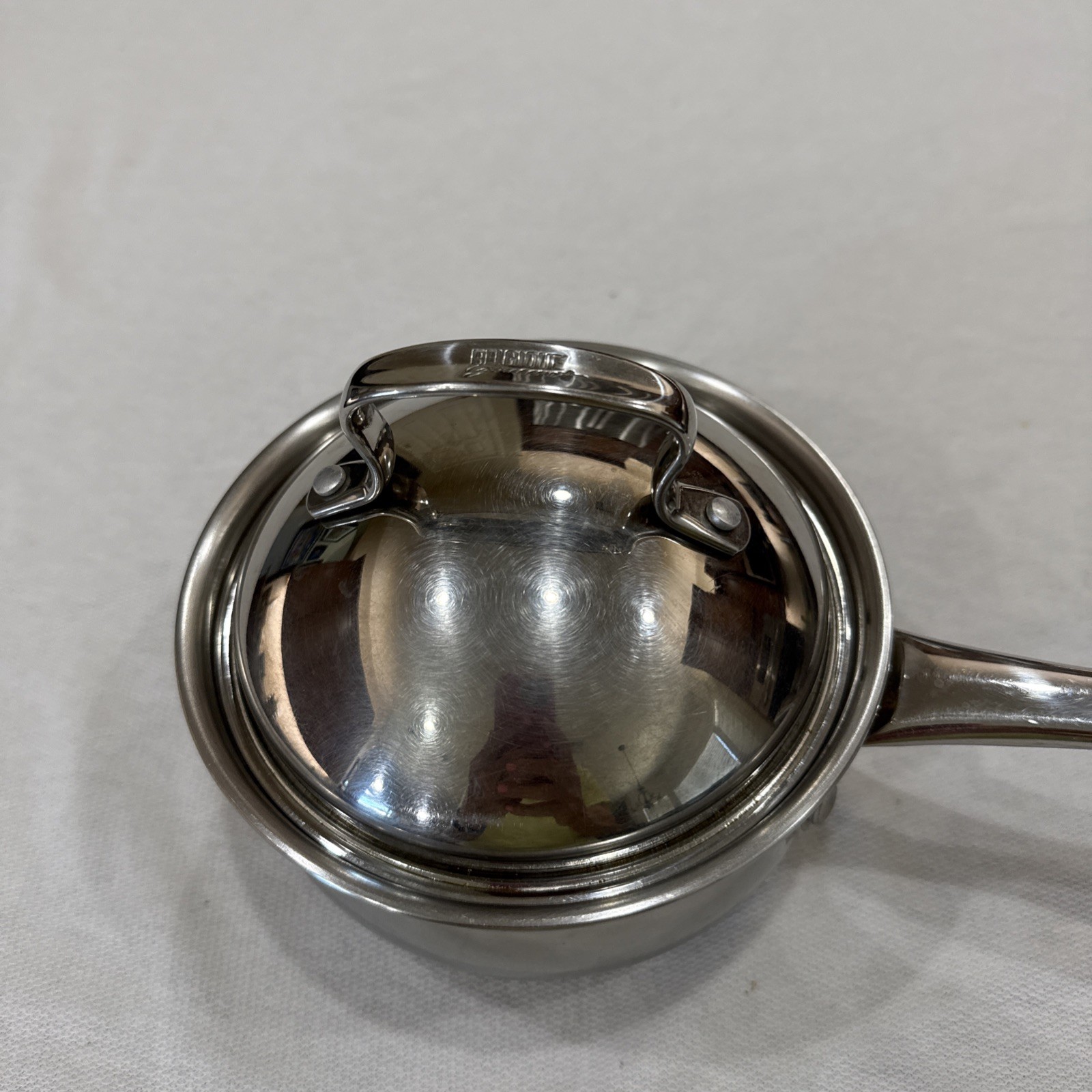 Vintage Belgique Stainless Steel 1 Qt Sauce Pan Vented Lid Copper Bottom