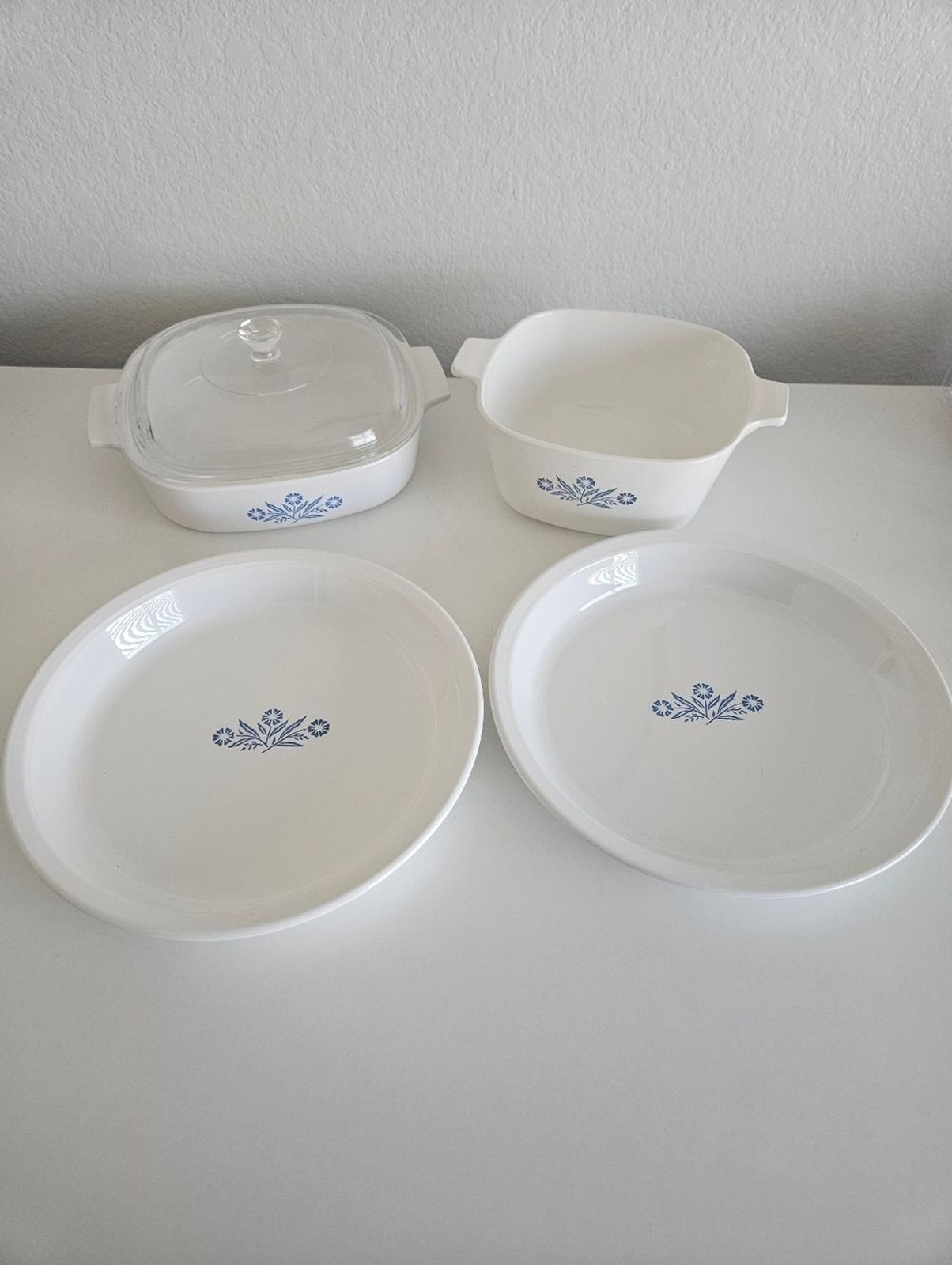 Corning Ware Cornflower Made In USA 70s 80s Flower Pryoceram Cookware Blue