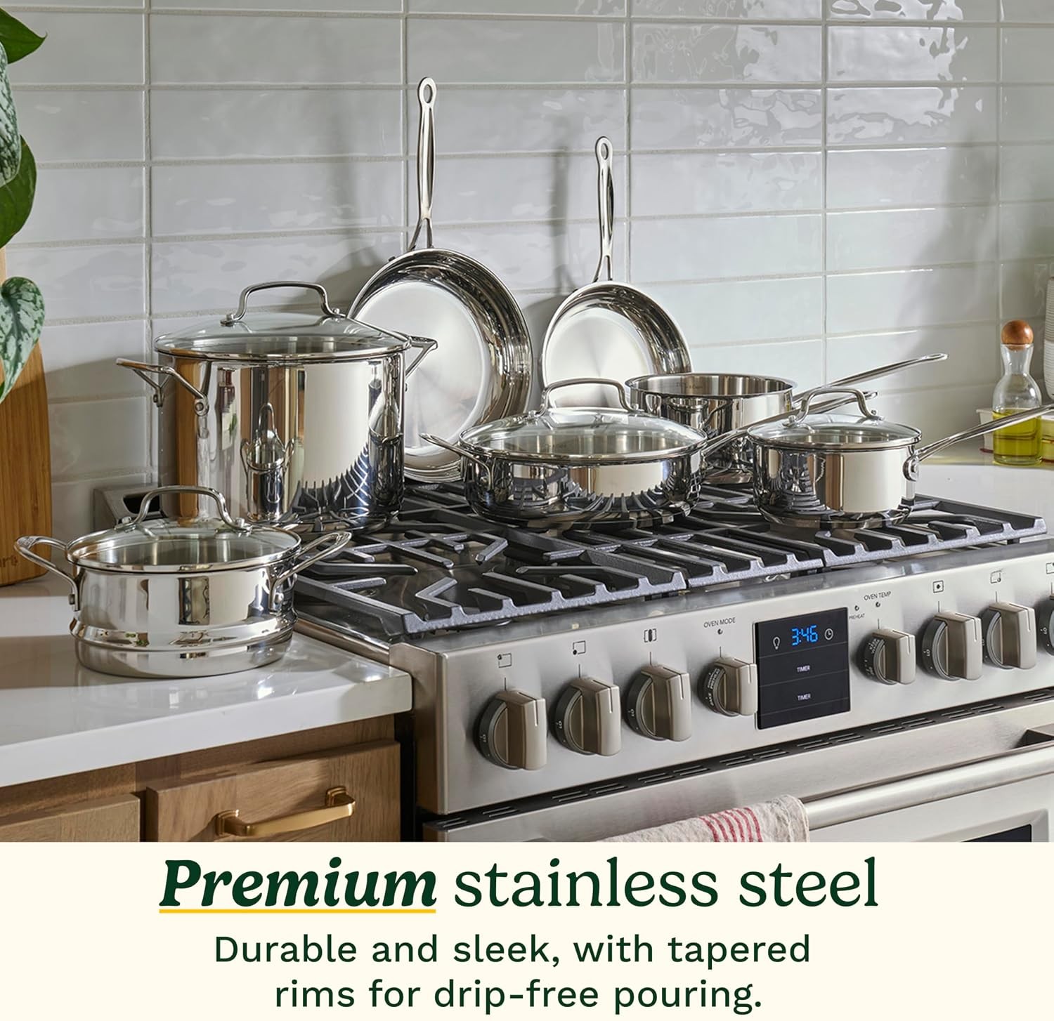 Chef’s Classic 11-Piece Stainless Steel Pots and Pans Set, Cookware Set