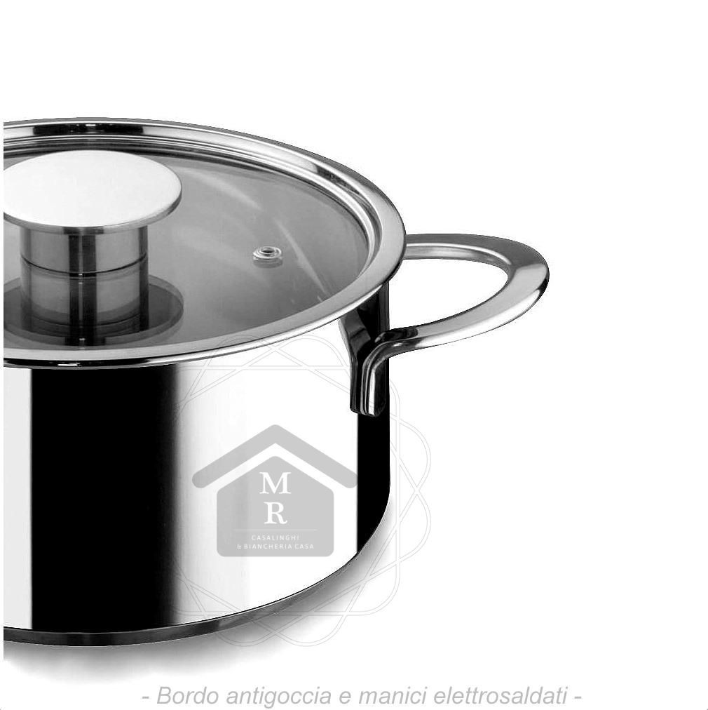 Stainless Steel Casserole Induction Bottom with Lid Pyrex Gourmet Line Mepra