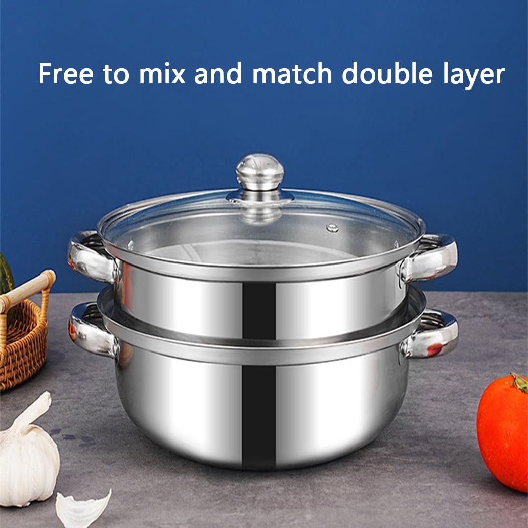 Steamer Pot for Cooking 3.0-Quart Steam Pot with Lid 2-tier Multipurpose Stai…