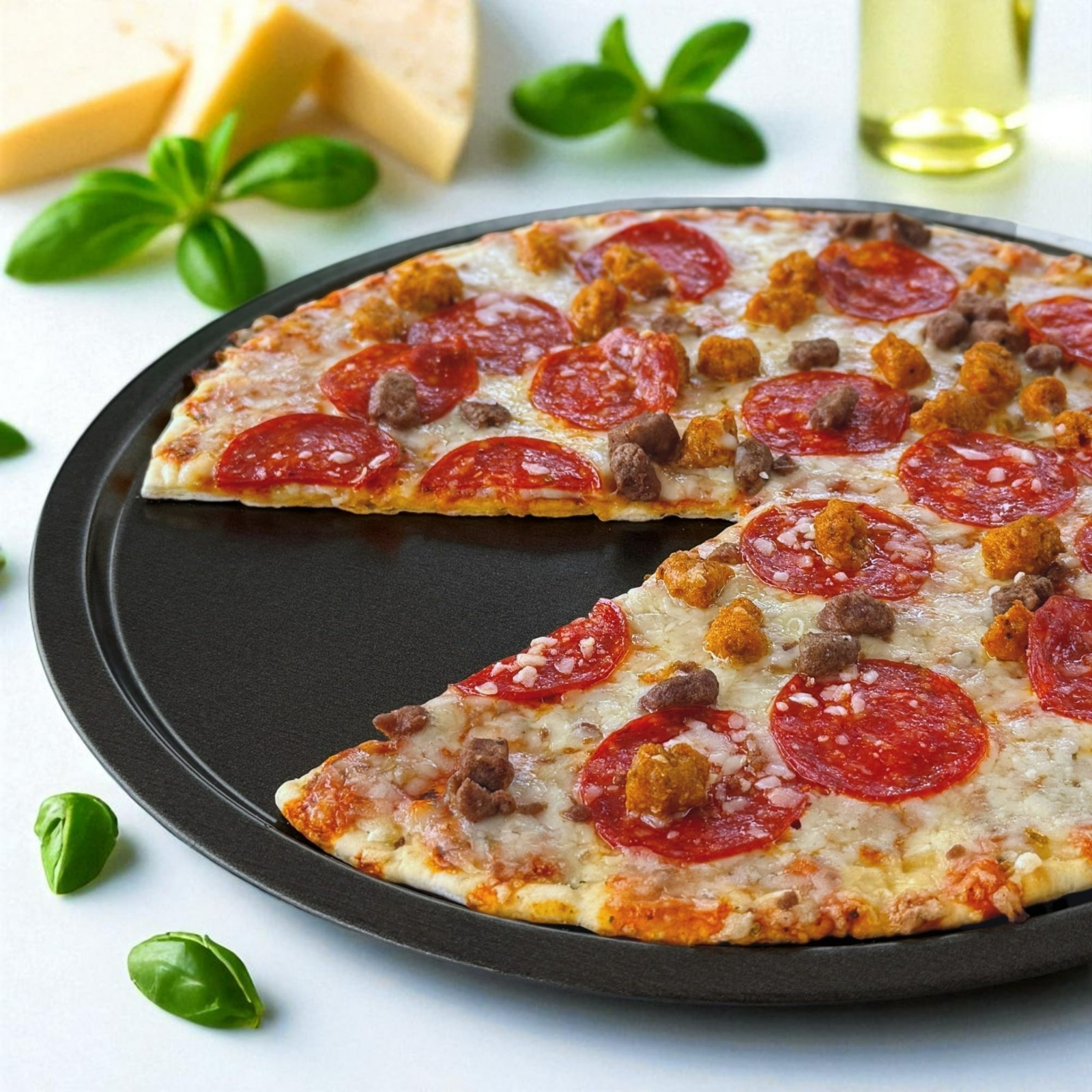 Non Stick Pizza Pan 12 Inches, Dishwasher Safe, Dark Gray
