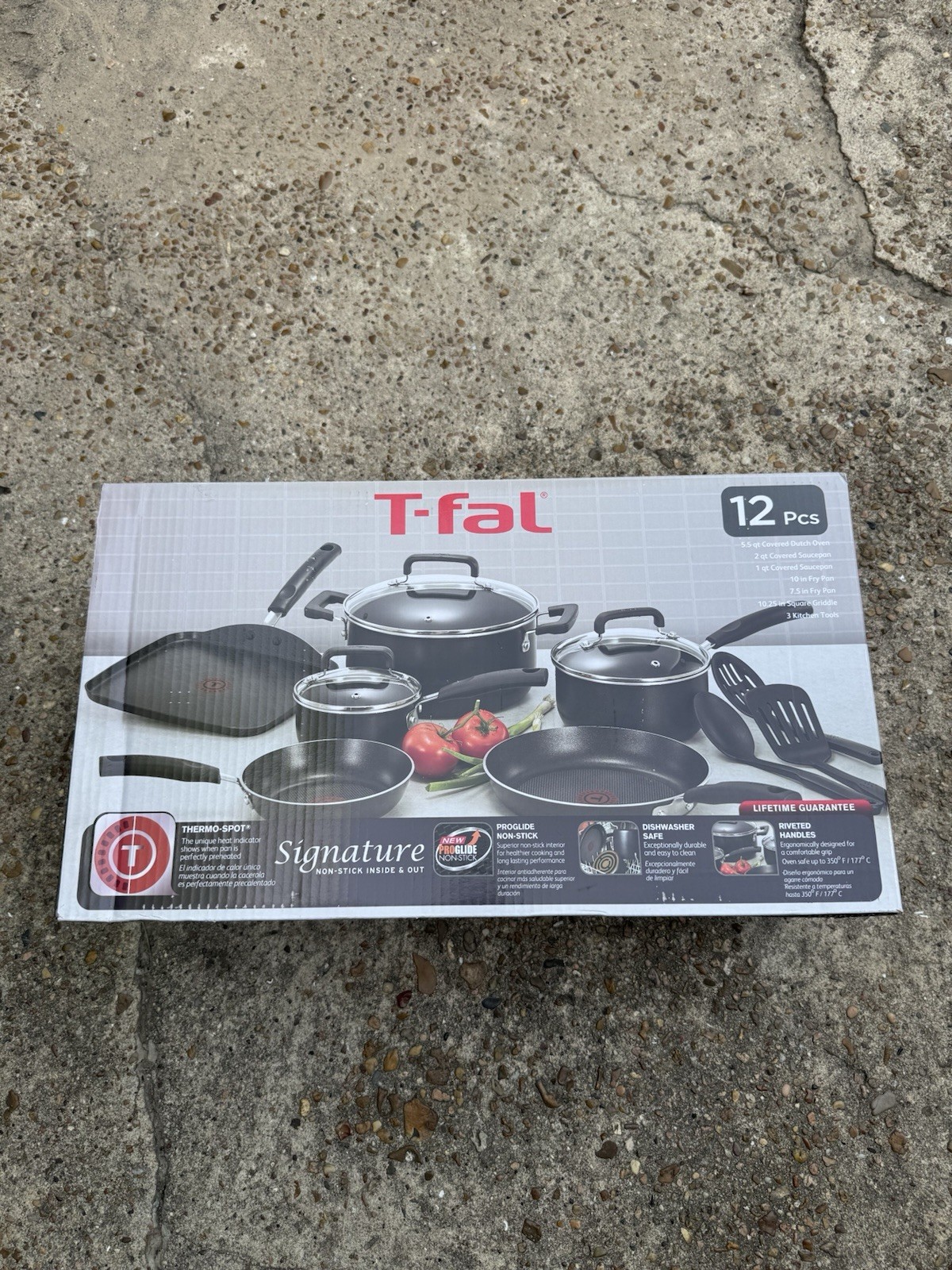 NEW T-Fal Signature 12 Piece Non-Stick Cookware Set. Black 95
