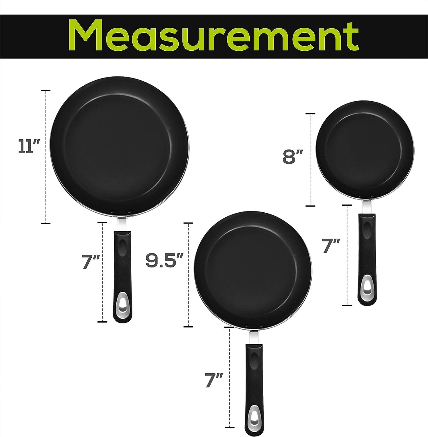 Utopia Kitchen Nonstick Frying Pan Set – 3 Piece Induction Bottom – 8 Inches, 9.