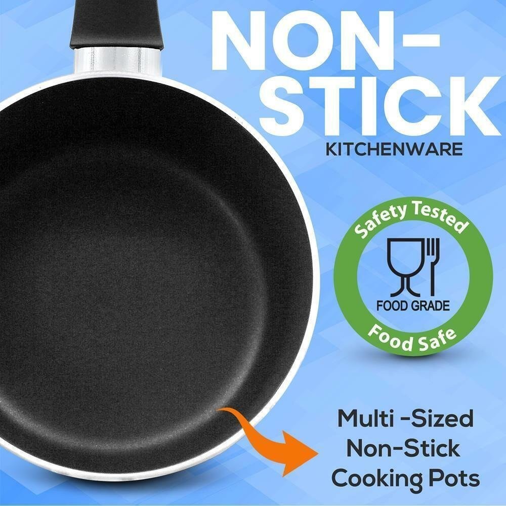 SereneLife Kitchenware Pots & Pans Set- Non-Stick Inside, Heat Resistant (15Pcs)