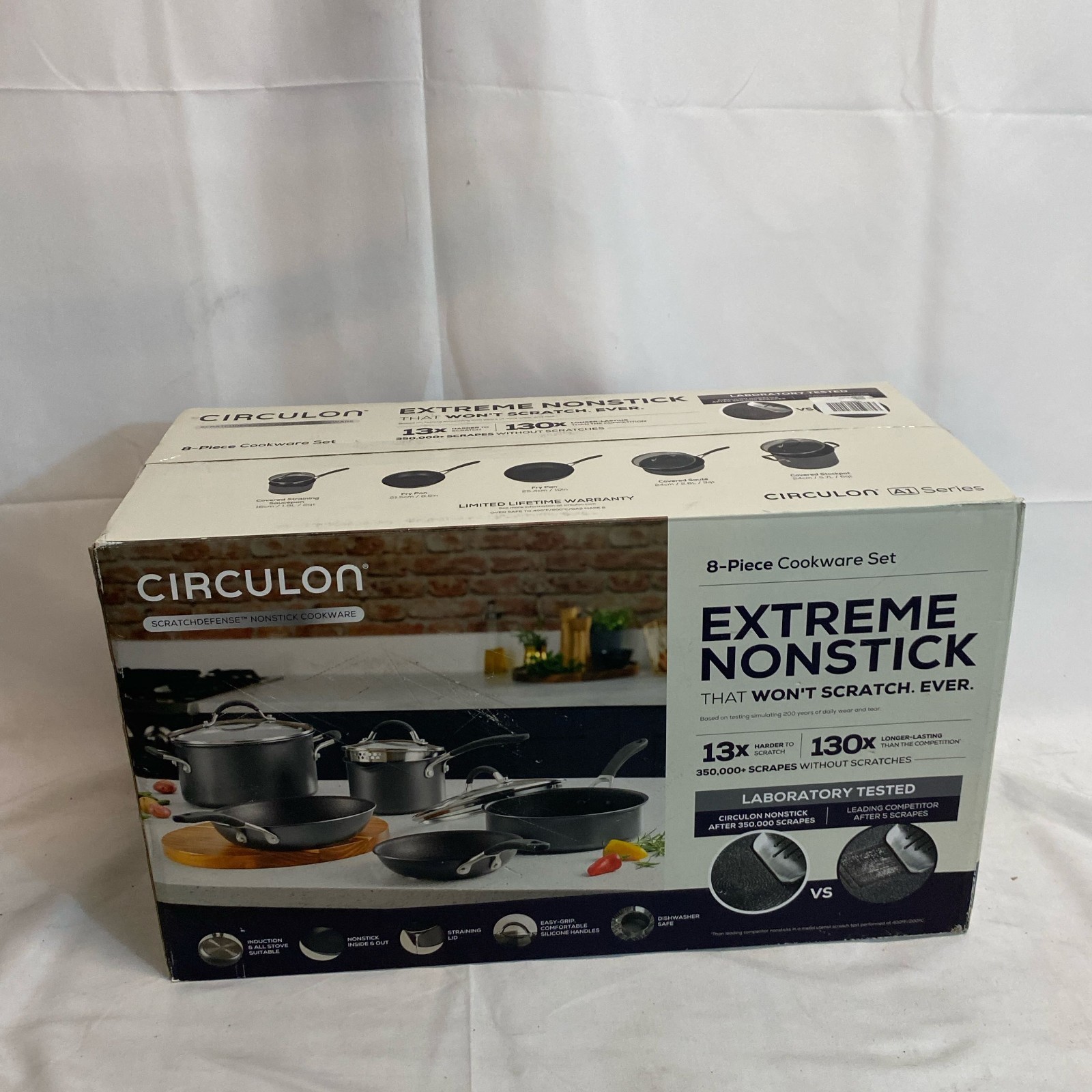Circulon ScratchDefense A1 8-Pc Nonstick Cookware Set, Graphite