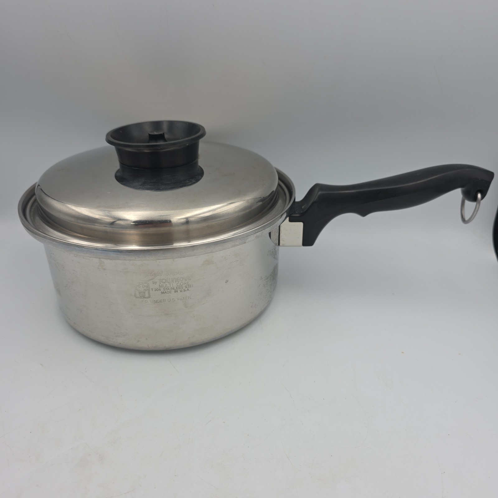 Chef’s Ware Townecraft 2.5qt Saucepan w Lid Multi-Core T-304 Stainless USA Vtg