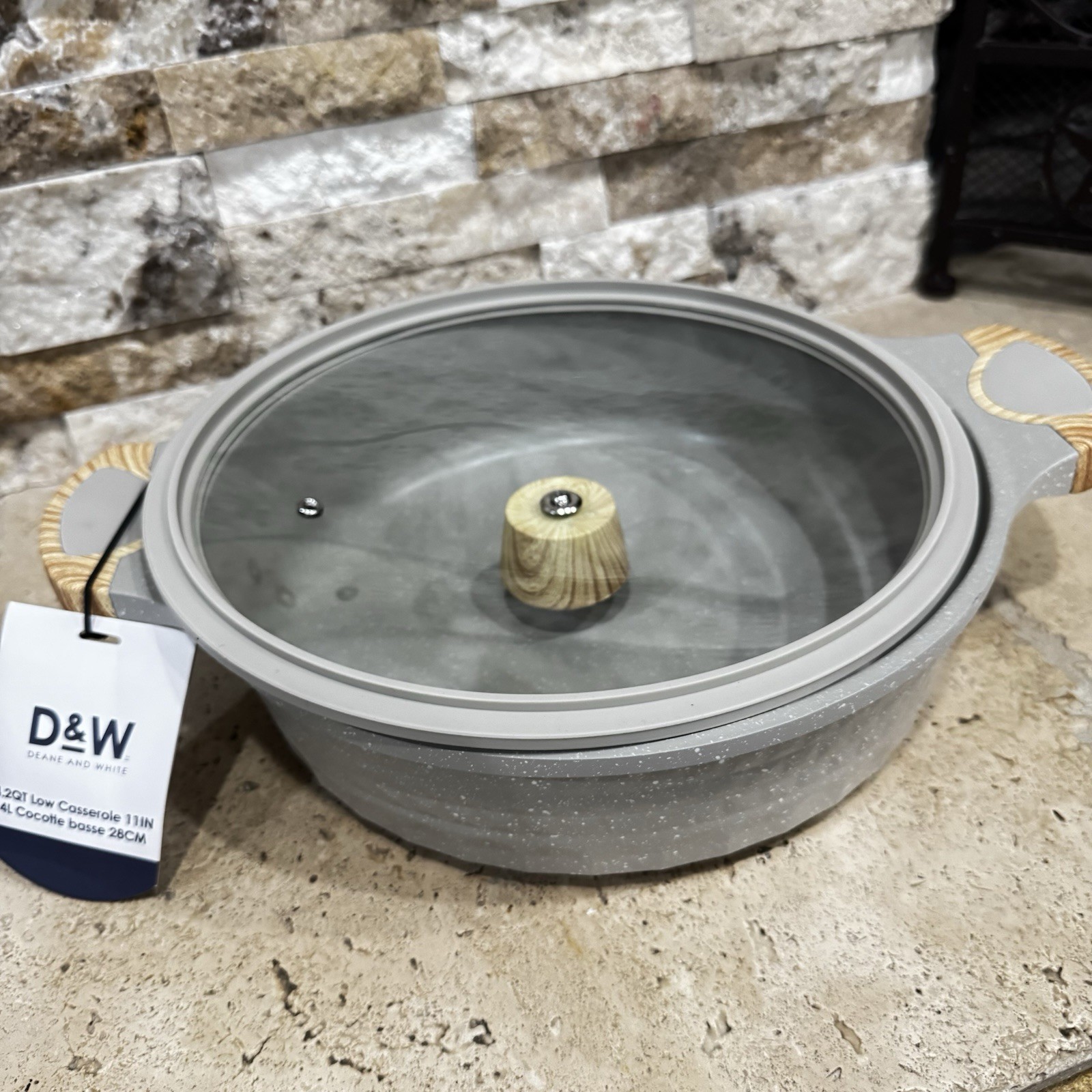 D&W Deane & White 4.2qt Low Casserole 11” Skillet W/Lid Nonstick “Beige” NEW