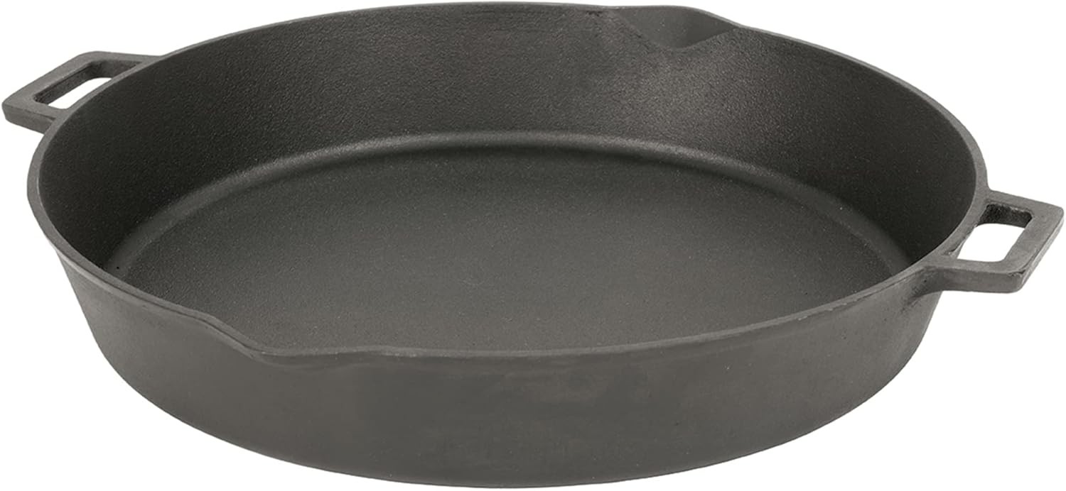 16-in Cast Iron Double-Handled Skillet w/Pour Spouts Large Loop Handles